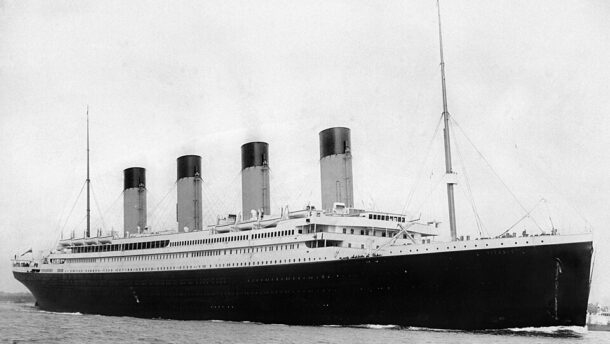 RMS Titanic departing Southampton on 10 April 1912