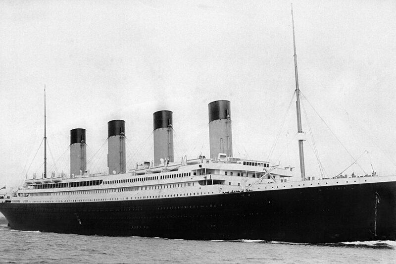 RMS Titanic departing Southampton on 10 April 1912